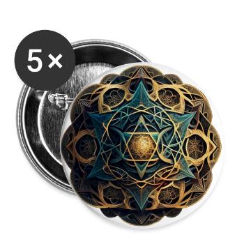 Ray Mandala - Lot de 5 grands badges (56 mm) - blanc - Devant