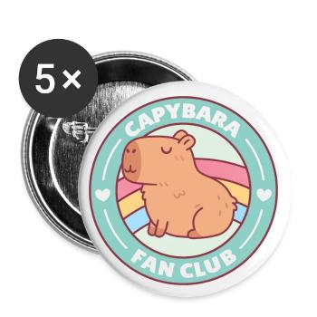 Fan Club de Capybara mignon - Lot de 5 grands badges (56 mm) - blanc - Devant