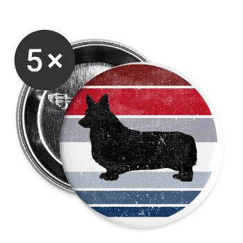 Corgi Rasse Hund Königin Retro Tier Witzig - Buttons groß 56 mm (5er Pack) - Weiß - Vorne