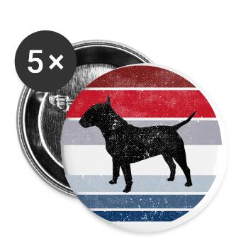 Bull Terrier Race Chien Rétro Drôle Animal - Lot de 5 grands badges (56 mm) - blanc - Devant