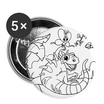Leguan Kinder-Motiv DIY Ausmalbild für Kreative - Buttons groß 56 mm (5er Pack) - Weiß - Vorne