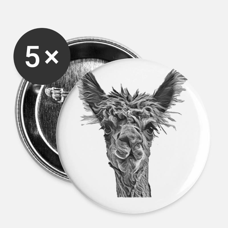 Alpaca Black White - Buttons large 2.2''/56 mm (5-pack) - white