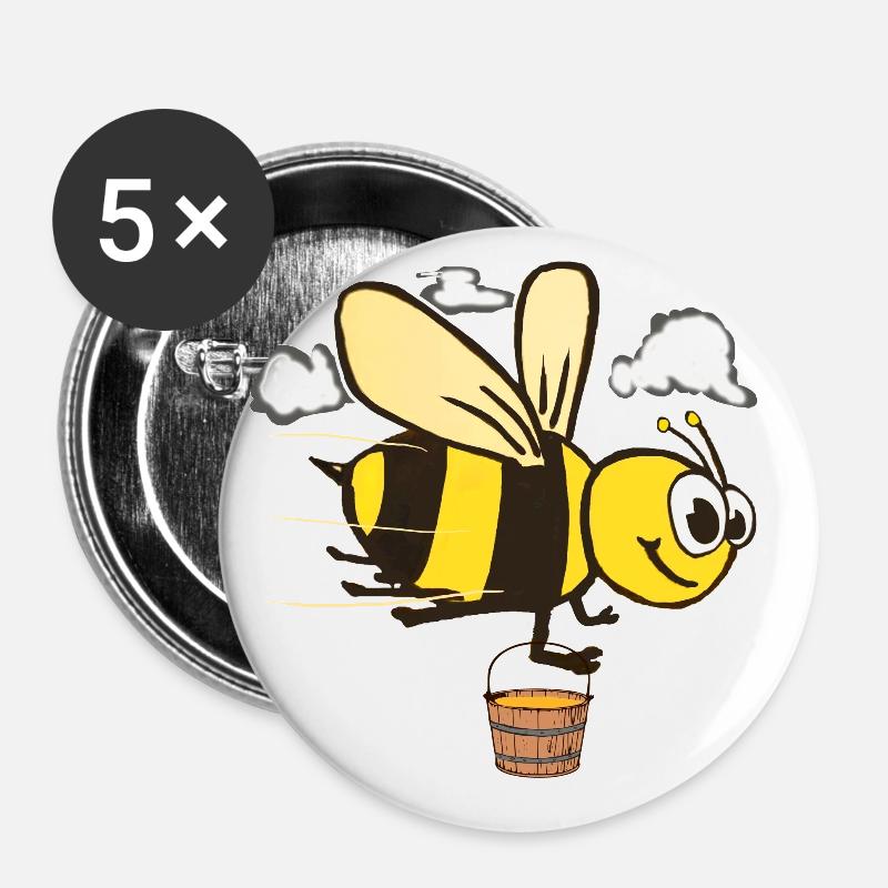 Honeybee Comic - Buttons large 2.2''/56 mm (5-pack) - white