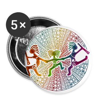 Kokopelli Family Has Fun - Mandala 1 - Buttons large 2.2''/56 mm (5-pack) - white - Front