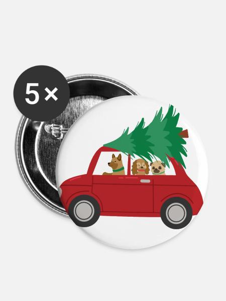 Frohe Weihnachten - Buttons groß 56 mm (5er Pack) - Weiß