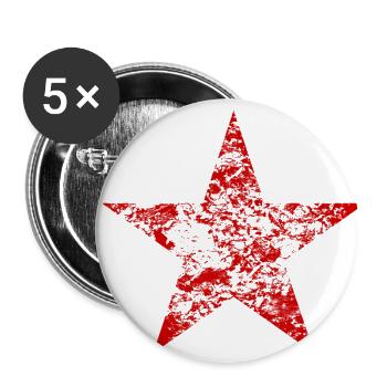 Stern rot roter Rocker - Buttons groß 56 mm (5er Pack) - Weiß - Vorne