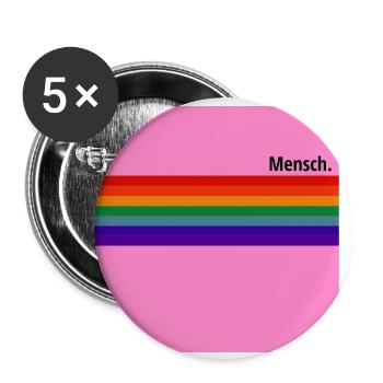 Mensch CSD Regenbogen - Buttons groß 56 mm (5er Pack) - Weiß - Vorne