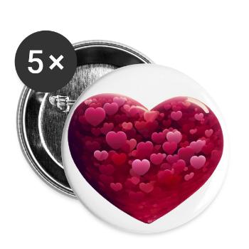 Herz voller Herzen - Buttons groß 56 mm (5er Pack) - Weiß - Vorne