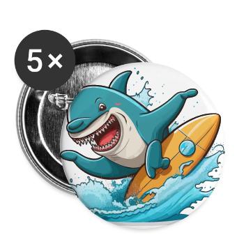 Surfeur de requins - Lot de 5 grands badges (56 mm) - blanc - Devant