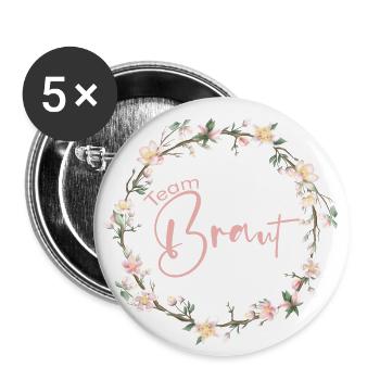 Die Braut! Personalisierbar - Buttons groß 56 mm (5er Pack) - Weiß - Vorne