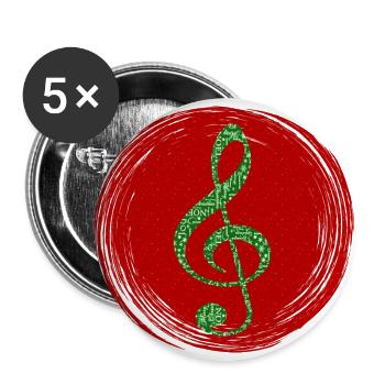 Merry Christmas Festive Melody - Buttons large 2.2''/56 mm (5-pack) - white - Front