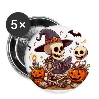 Mr Os Spooky Halloween - Buttons large 2.2''/56 mm (5-pack) - white - Front