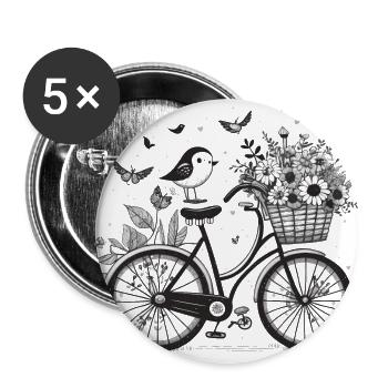 Vintage Reverie: A Black and White Illustration of - Buttons large 2.2''/56 mm (5-pack) - white - Front