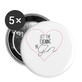 Que la soirée soit gin avec coeur - Lot de 5 grands badges (56 mm) - blanc - Devant