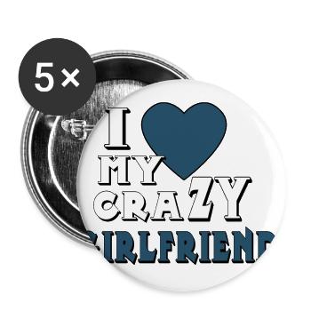 i love Partnerlook (part1) Geschenkidee Paar - Buttons groß 56 mm (5er Pack) - Weiß - Vorne
