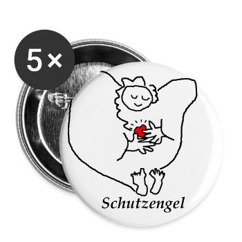 Schutzengel mit Herz - Buttons groß 56 mm (5er Pack) - Weiß - Vorne