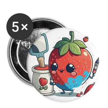 Kreative Pinselstriche - Buttons groß 56 mm (5er Pack) - Weiß - Vorne