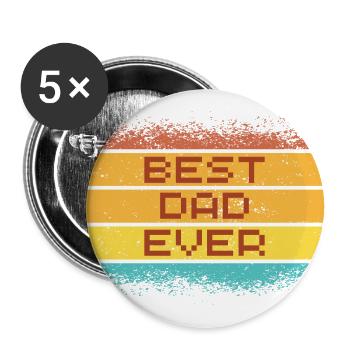 BEST DAD EVER - Buttons groß 56 mm (5er Pack) - Weiß - Vorne