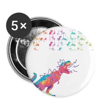 FINN - Schöner Jungen Name mit Dinosaurier - Buttons groß 56 mm (5er Pack) - Weiß - Vorne