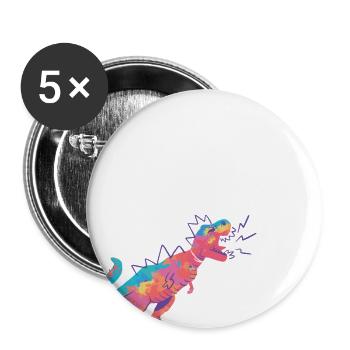 NIKLAS - Schöner Jungen Name mit Dinosaurier - Buttons groß 56 mm (5er Pack) - Weiß - Vorne