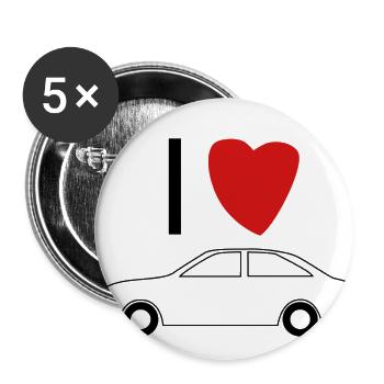 i love cars - Buttons large 2.2''/56 mm (5-pack) - white - Front