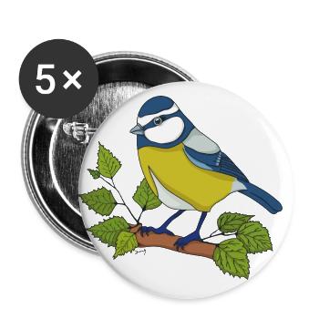 Blaumeise - Buttons groß 56 mm (5er Pack) - Weiß - Vorne