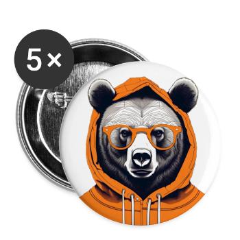 Nerdy Bearmit Hoodie - Buttons groß 56 mm (5er Pack) - Weiß - Vorne