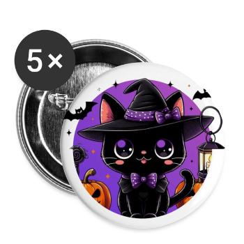 Chaton mignon halloween v2 - Lot de 5 grands badges (56 mm) - blanc - Devant