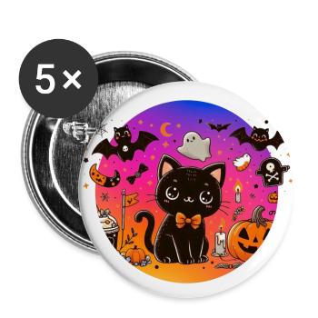 Cute kitten halloween - Buttons large 2.2''/56 mm (5-pack) - white - Front