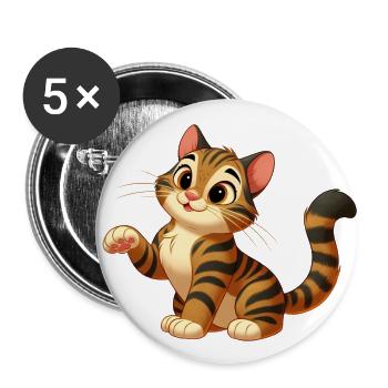 Cat Tiger 3 - Buttons large 2.2''/56 mm (5-pack) - white - Front