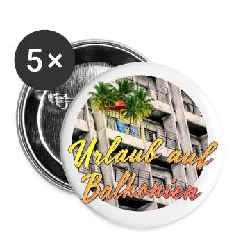 Urlaub auf Balkonien - Buttons groß 56 mm (5er Pack) - Weiß - Vorne