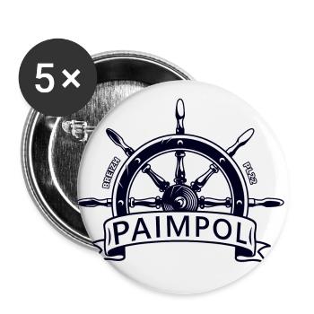 Paimpol Breizh PL22 Barre de Gouvernail - Lot de 5 grands badges (56 mm) - blanc - Devant