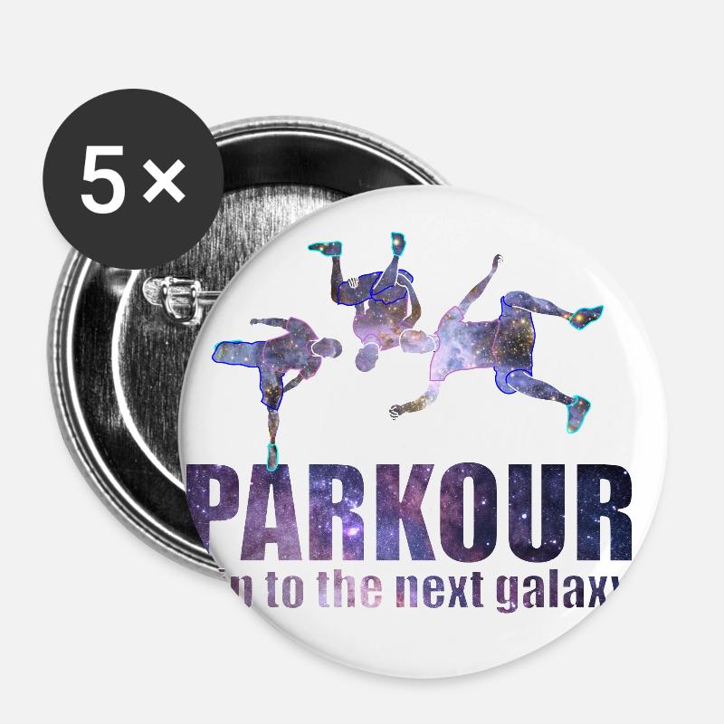 Parkour Freerunning Le Parcour Traceur Gift - Buttons large 2.2''/56 mm (5-pack) - white