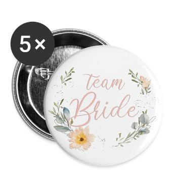 Boho Team Bride 1 - Lot de 5 grands badges (56 mm) - blanc - Devant