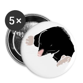 Maulwurf - Buttons groß 56 mm (5er Pack) - Weiß - Vorne