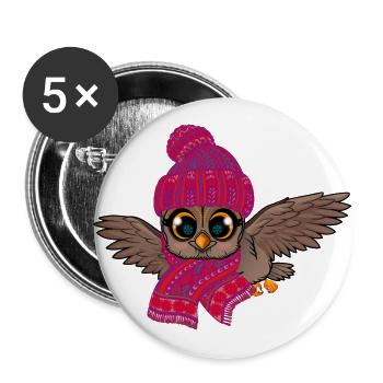Frost Owl Frostbite Autumn Winter - Buttons large 2.2''/56 mm (5-pack) - white - Front