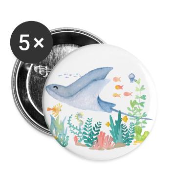 Ray Sea - Buttons large 2.2''/56 mm (5-pack) - white - Front