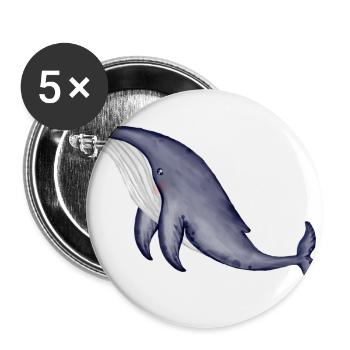 whale - blue whale - watercolor - Buttons large 2.2''/56 mm (5-pack) - white - Front