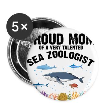 Proud Mama Ichthyologist Marine Biologist Ocean Sea - Buttons large 2.2''/56 mm (5-pack) - white - Front