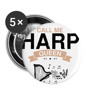 Conception de harpe pour harpiste et joueur de harpe - Lot de 5 grands badges (56 mm) - blanc - Devant