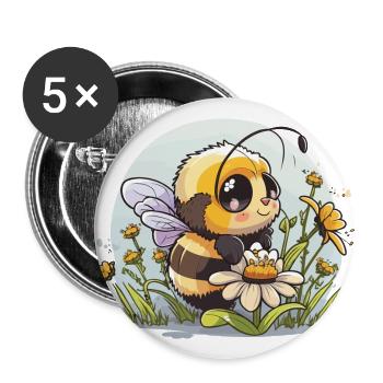 Honeybees Delight - Buttons large 2.2''/56 mm (5-pack) - white - Front