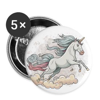 La Licorne volante - Lot de 5 grands badges (56 mm) - blanc - Devant