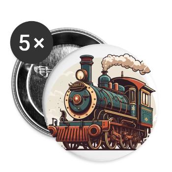 Steam Train Journey - Buttons large 2.2''/56 mm (5-pack) - white - Front