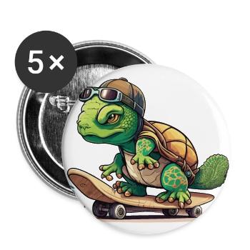 Tortue de skateboard - Lot de 5 grands badges (56 mm) - blanc - Devant