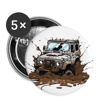 Der Offroad-Abenteurer - Buttons groß 56 mm (5er Pack) - Weiß - Vorne