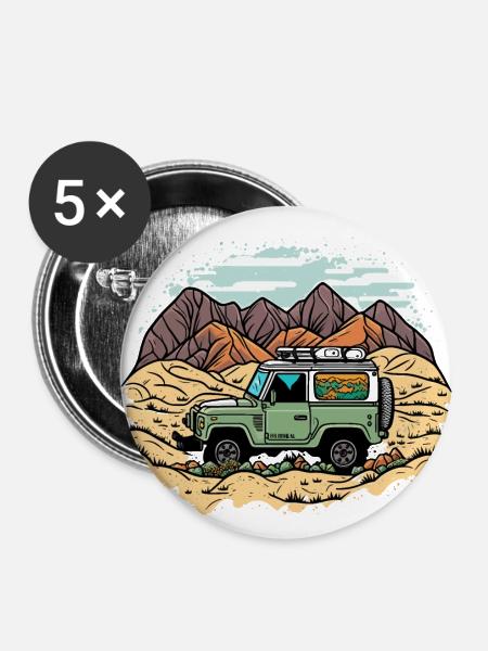 Der Offroad-Solist - Buttons groß 56 mm (5er Pack) - Weiß