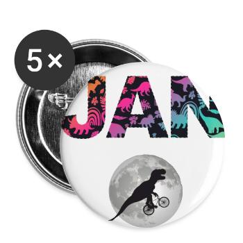 JAN - Beautiful boy name with dinosaur - Buttons large 2.2''/56 mm (5-pack) - white - Front