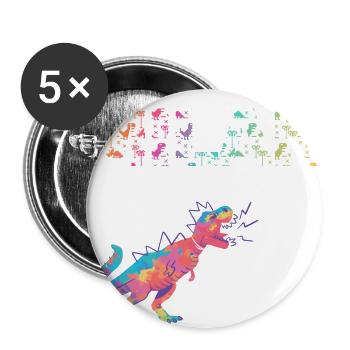 MILAN - Schöner Jungen Name mit Dinosaurier - Buttons groß 56 mm (5er Pack) - Weiß - Vorne