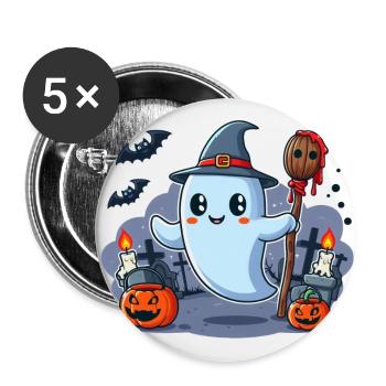 Herr Buh Halloween - Buttons groß 56 mm (5er Pack) - Weiß - Vorne