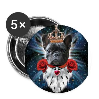 French Bulldog Bully King Queen Royal - Buttons groß 56 mm (5er Pack) - Weiß - Vorne